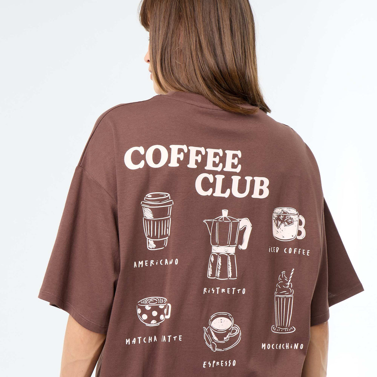 T-shirt oversize avec print au dos MARRON