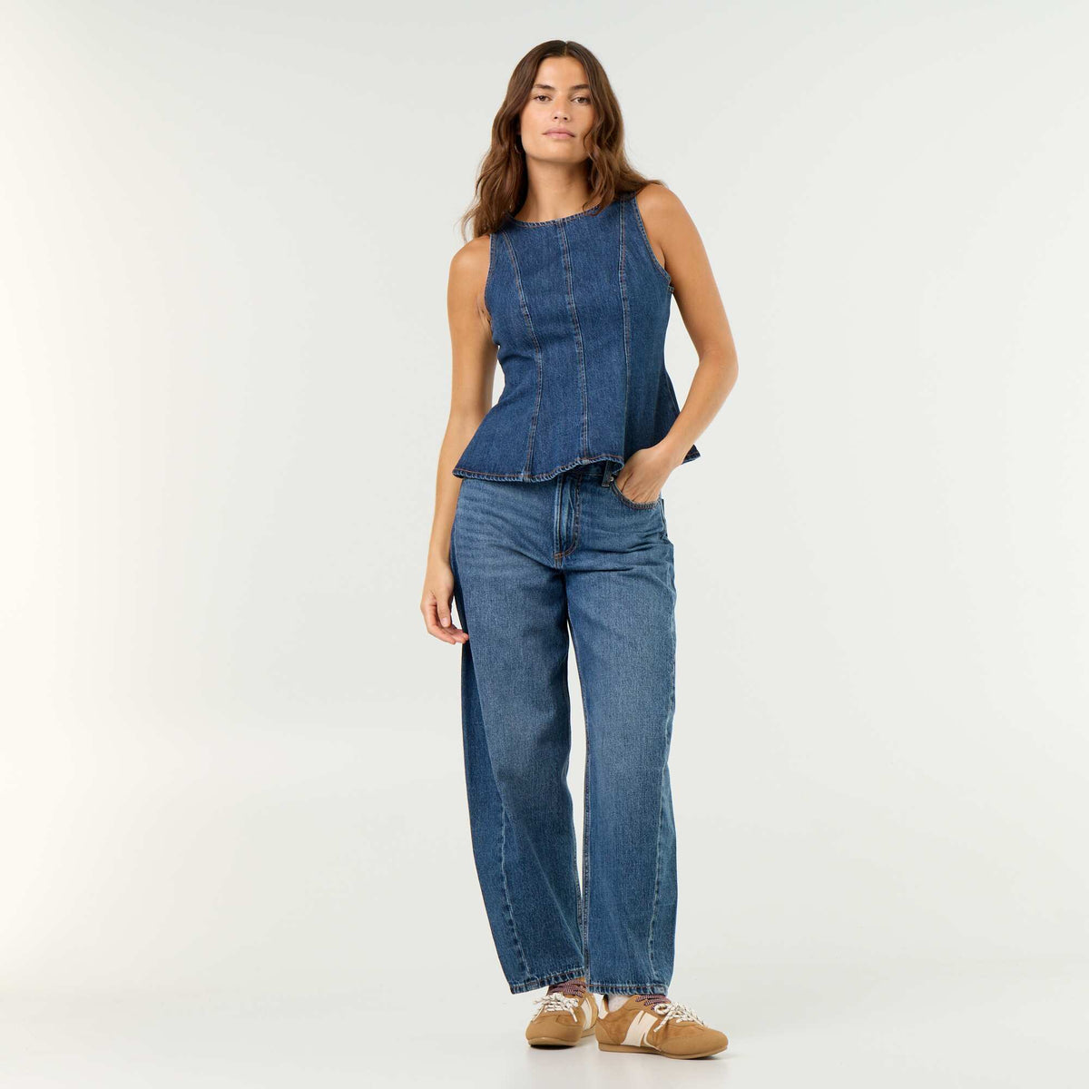 Blouse en jean sans manches BLEU