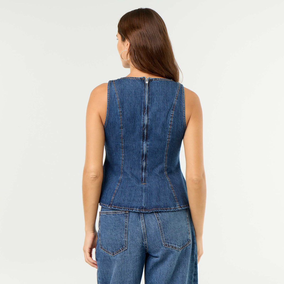 Blouse en jean sans manches BLEU