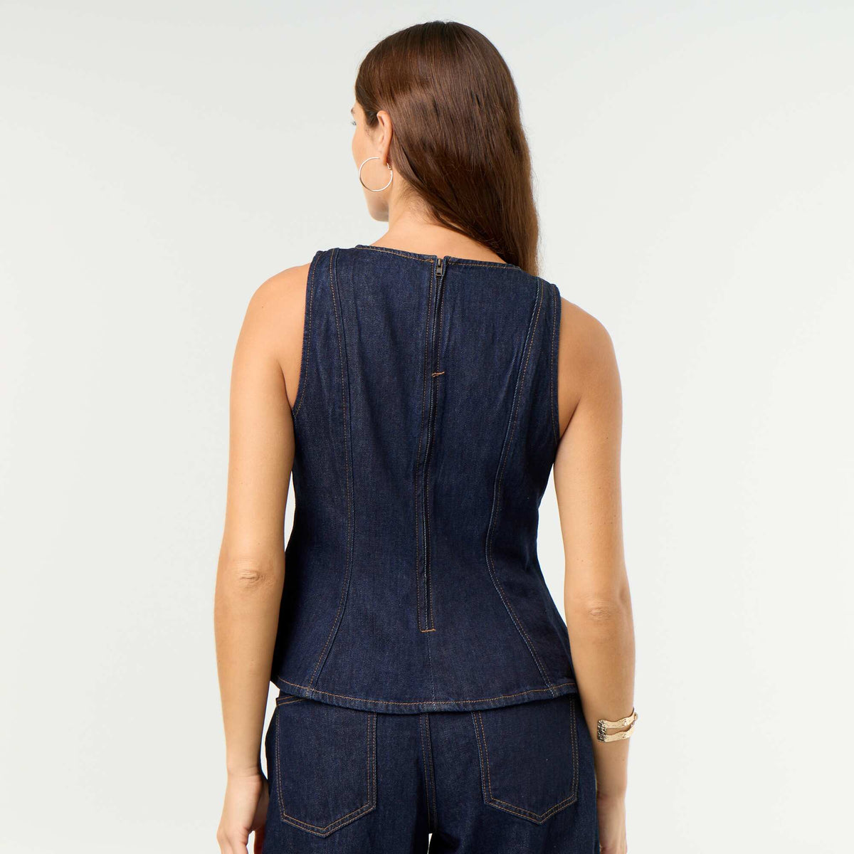Blouse en jean sans manches BLEU