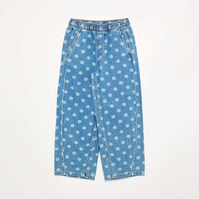 Denim forme barrel imprimé 'pois' BLEU