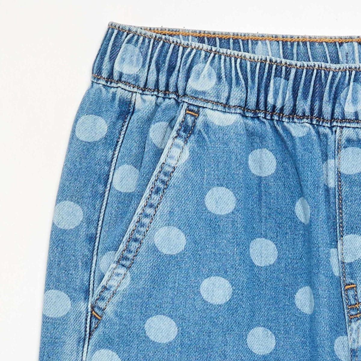 Denim forme barrel imprimé 'pois' BLEU