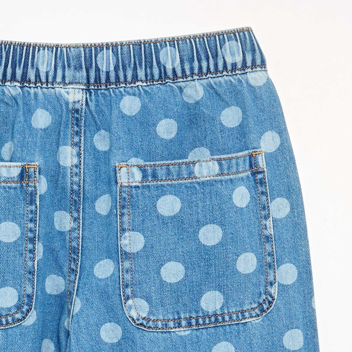 Denim forme barrel imprimé 'pois' BLEU