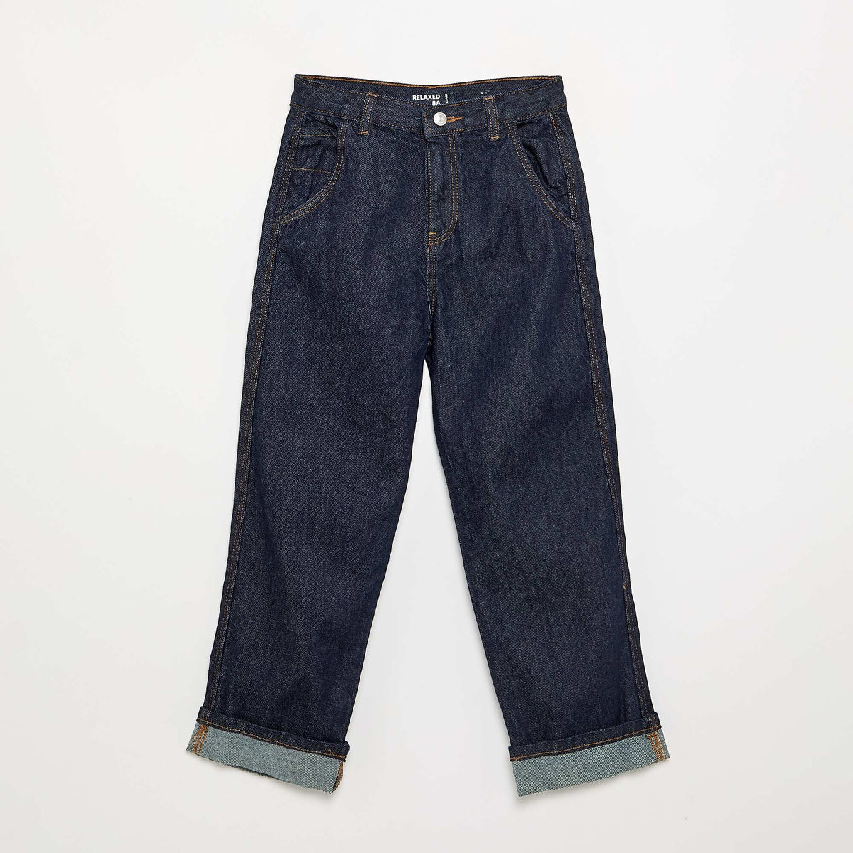 Denim coupe droite à 5 poches BLEU