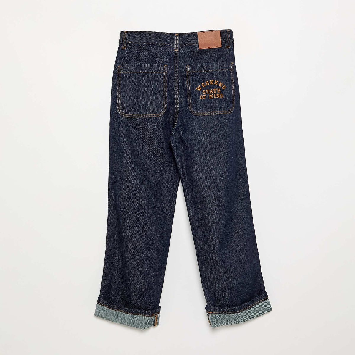 Denim coupe droite à 5 poches BLEU