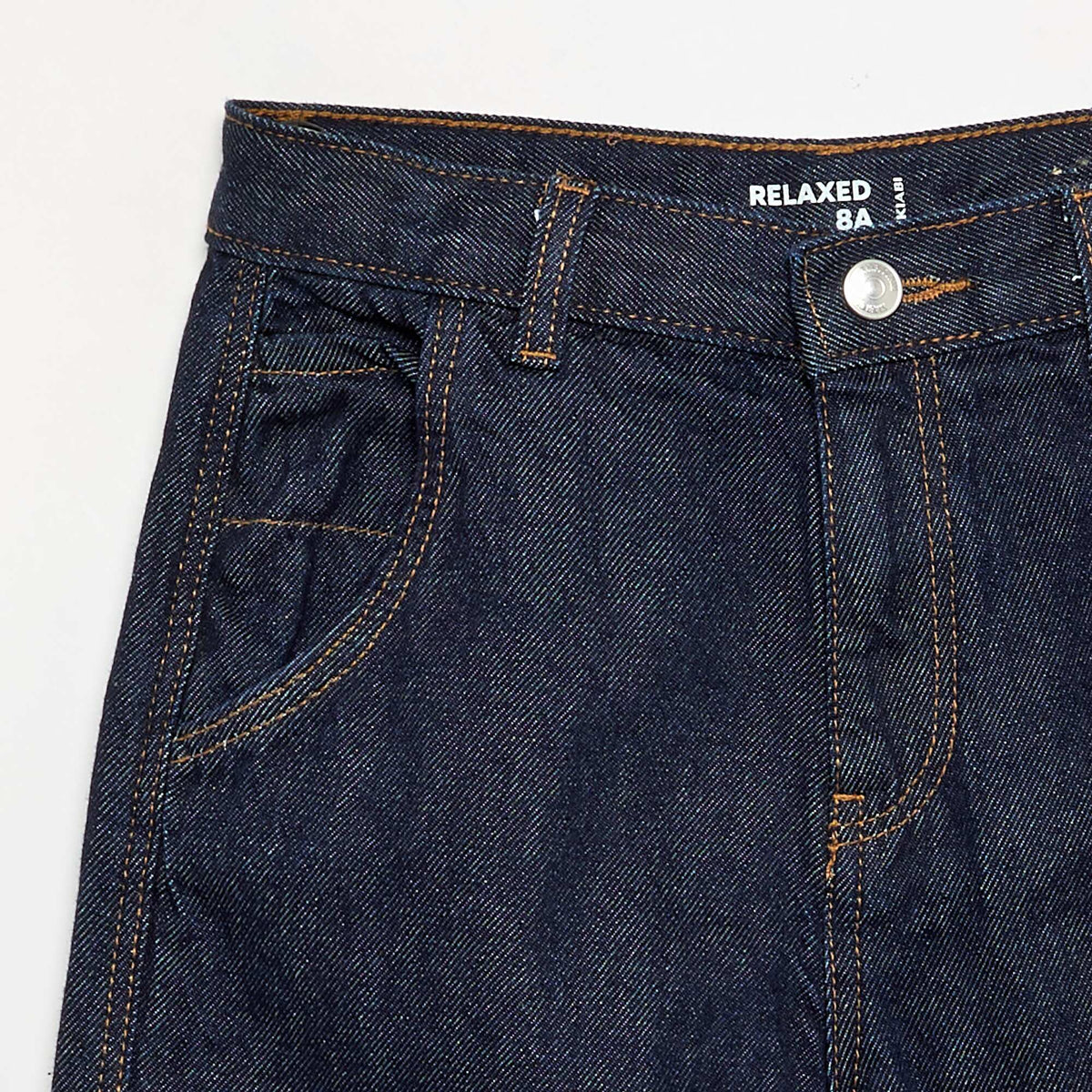 Denim coupe droite à 5 poches BLEU