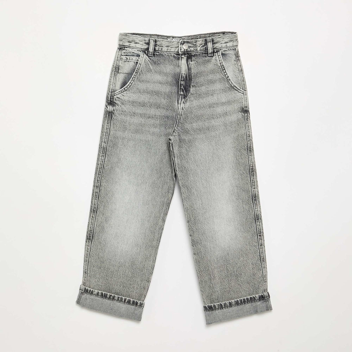 Denim coupe droite à 5 poches GRIS