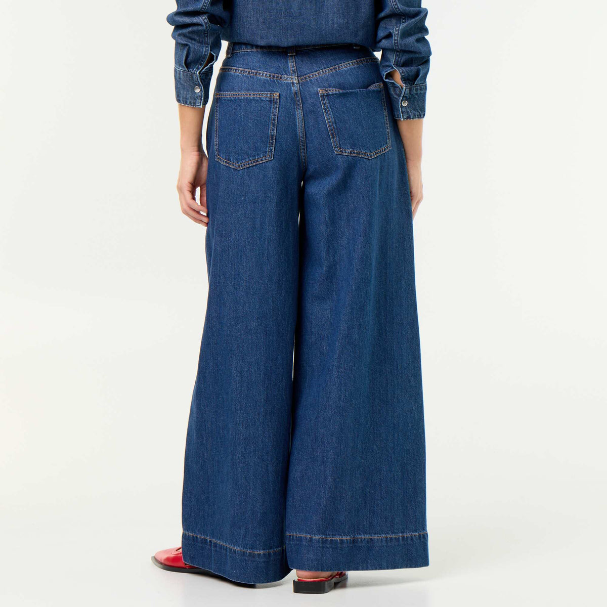 Jean wide leg avec poches découpées BLEU