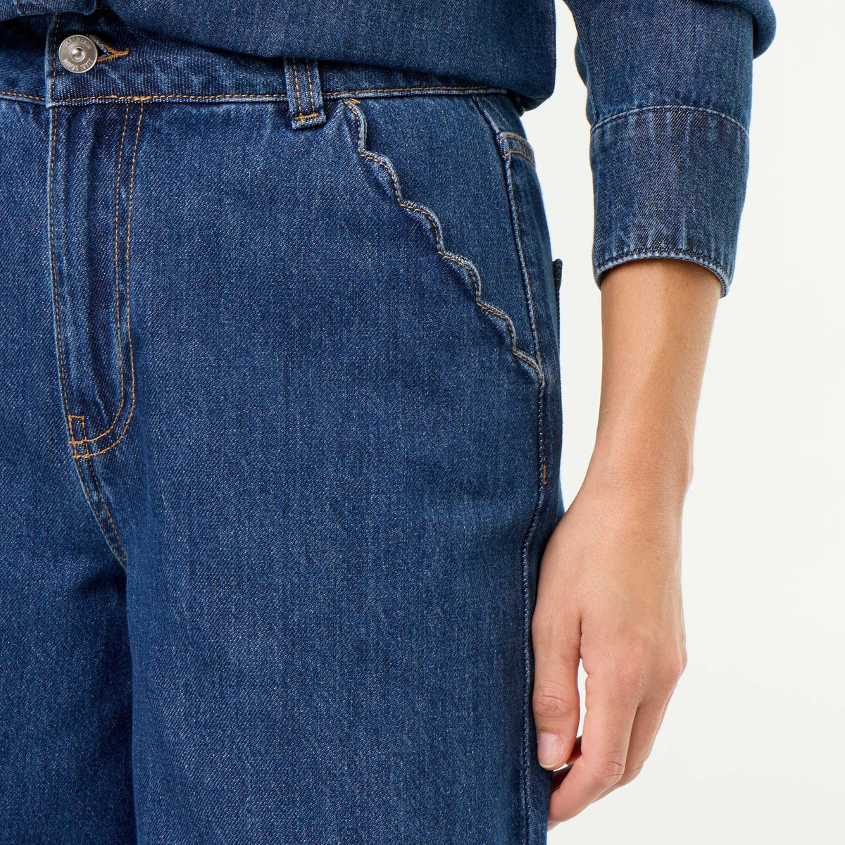 Jean wide leg avec poches découpées BLEU