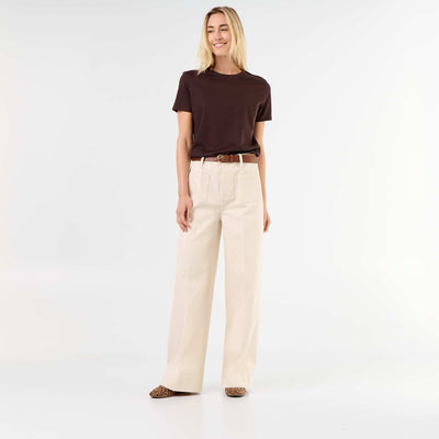 Jean large à taille haute avec poches plaquées BLANC