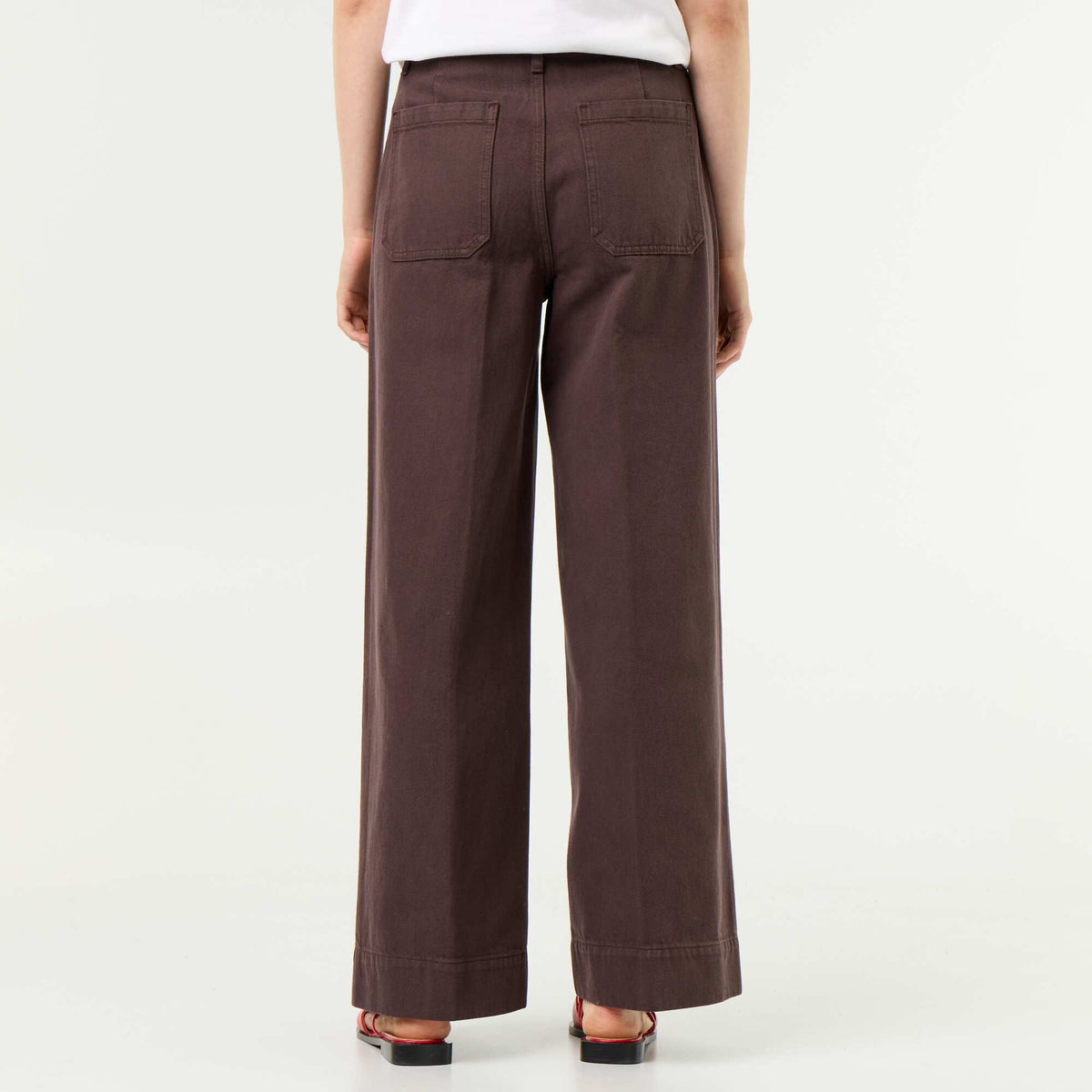 Jean large à taille haute avec poches plaquées MARRON