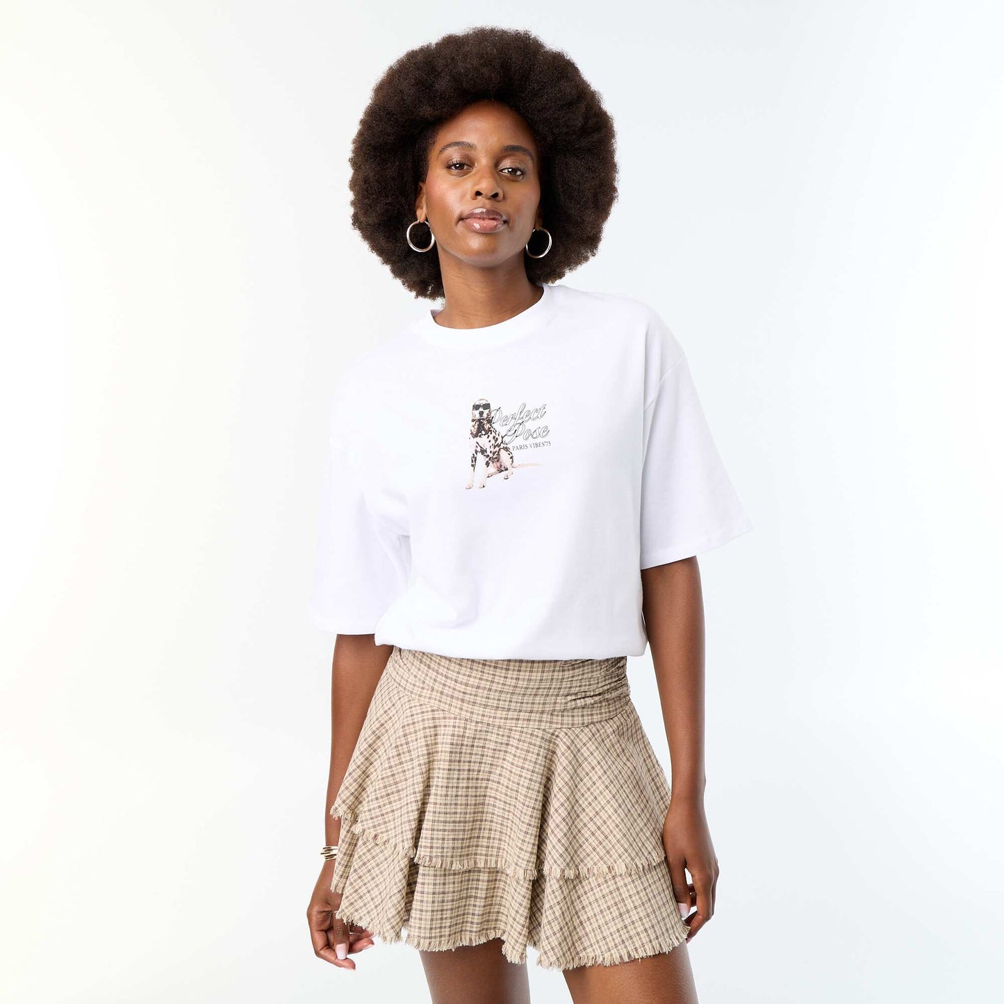 Tee-shirt oversize avec print dalmatien BLANC