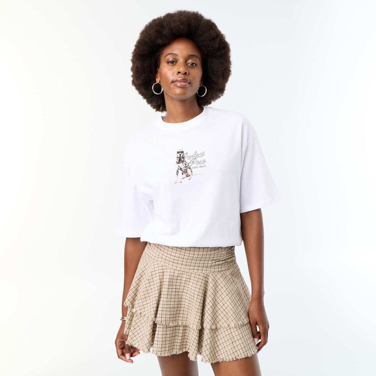 Tee-shirt oversize avec print dalmatien BLANC