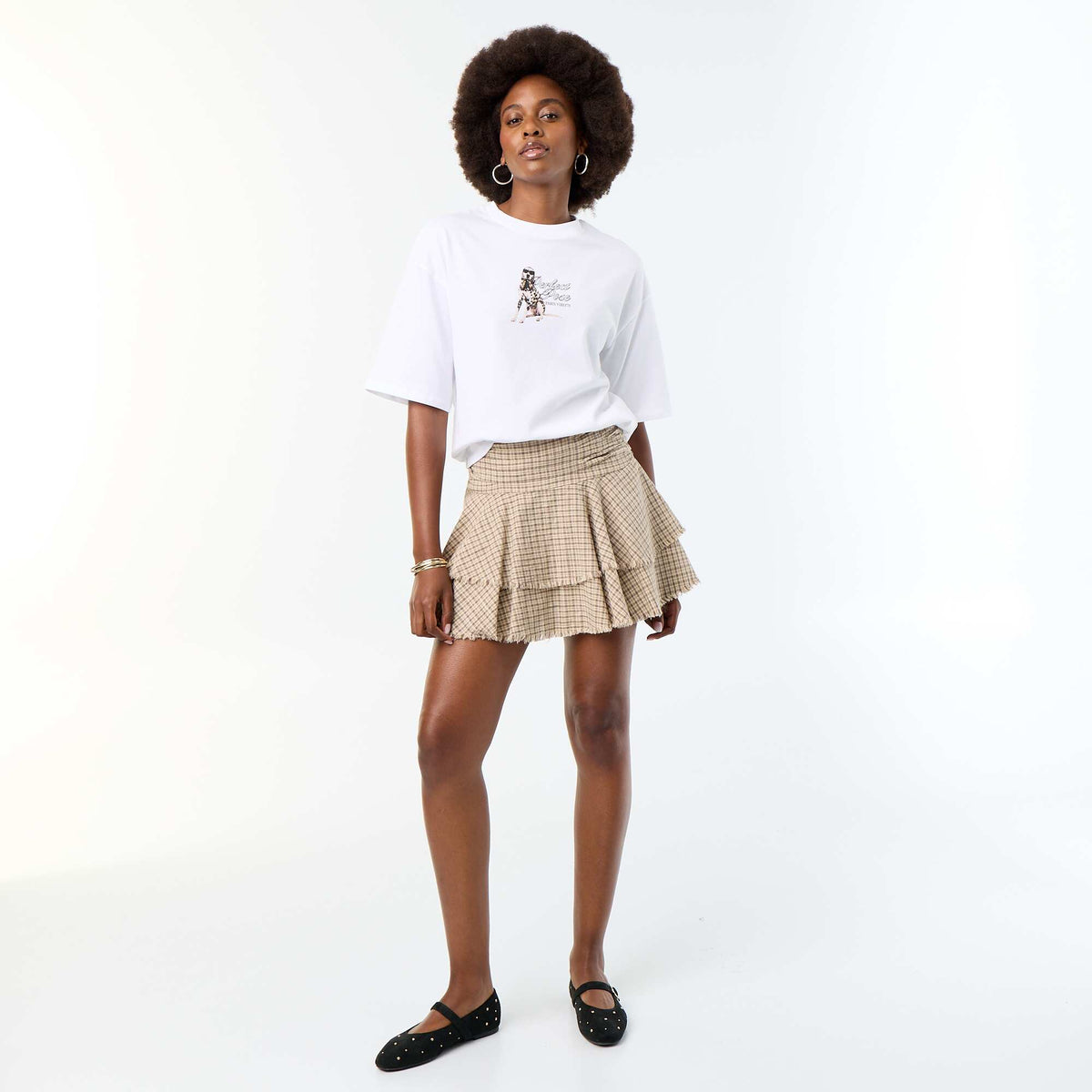 Tee-shirt oversize avec print dalmatien BLANC