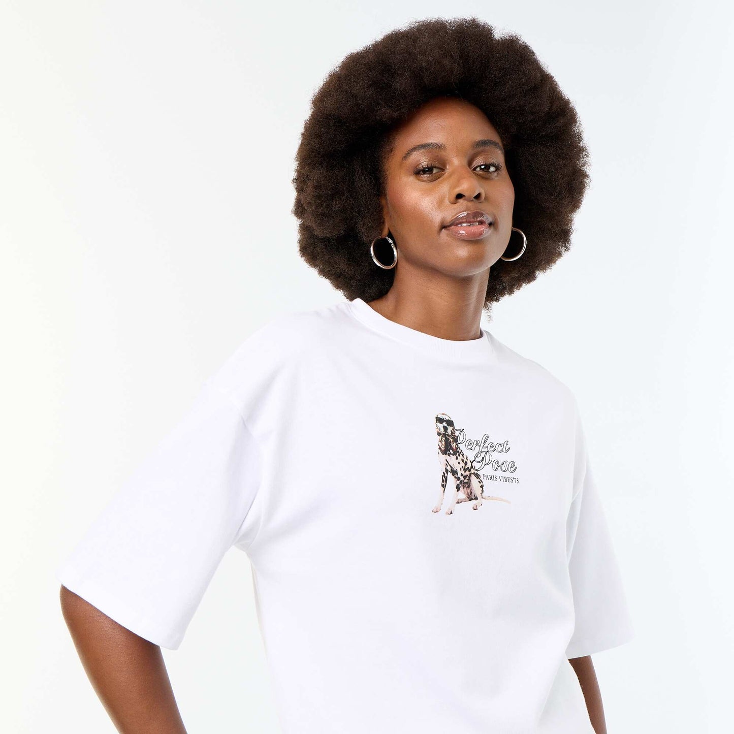 Tee-shirt oversize avec print dalmatien BLANC