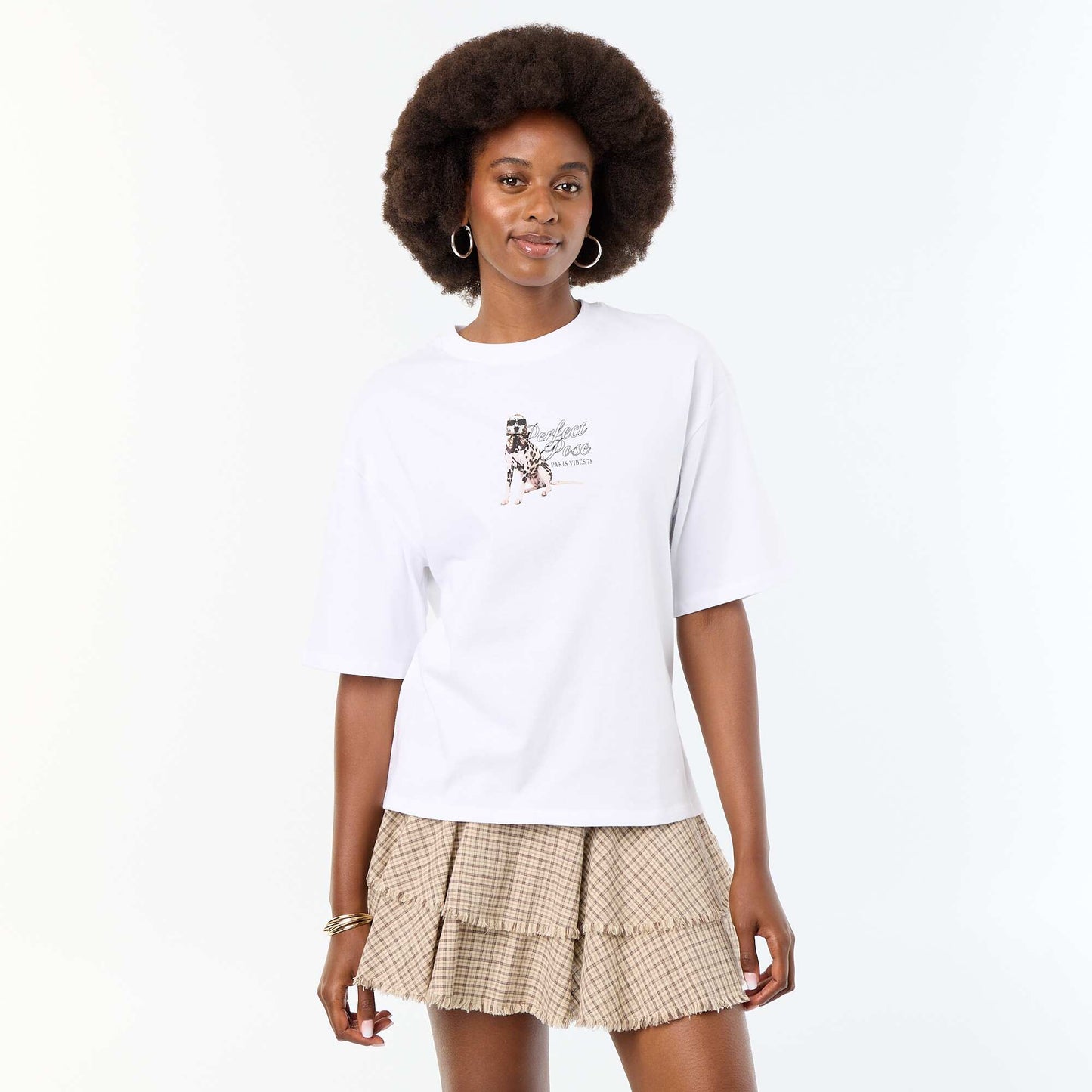 Tee-shirt oversize avec print dalmatien BLANC