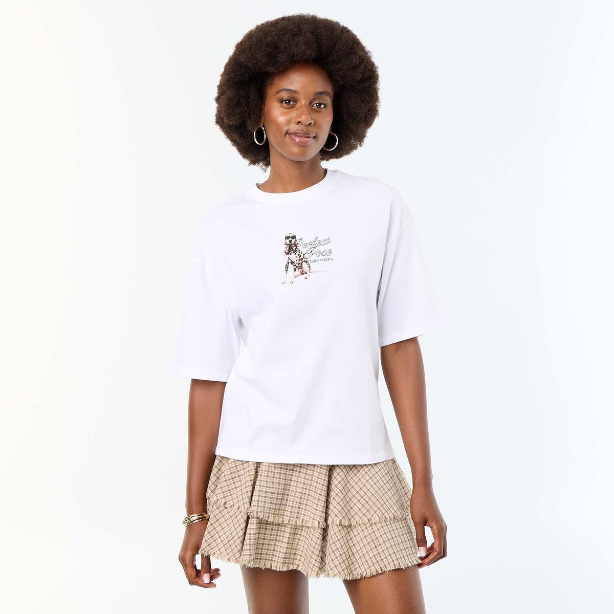 Tee-shirt oversize avec print dalmatien BLANC