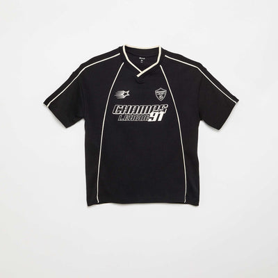 T-shirt à manches courtes et col en V NOIR