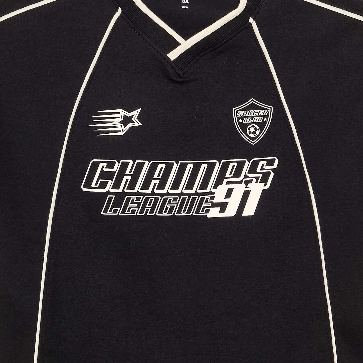 T-shirt à manches courtes et col en V NOIR