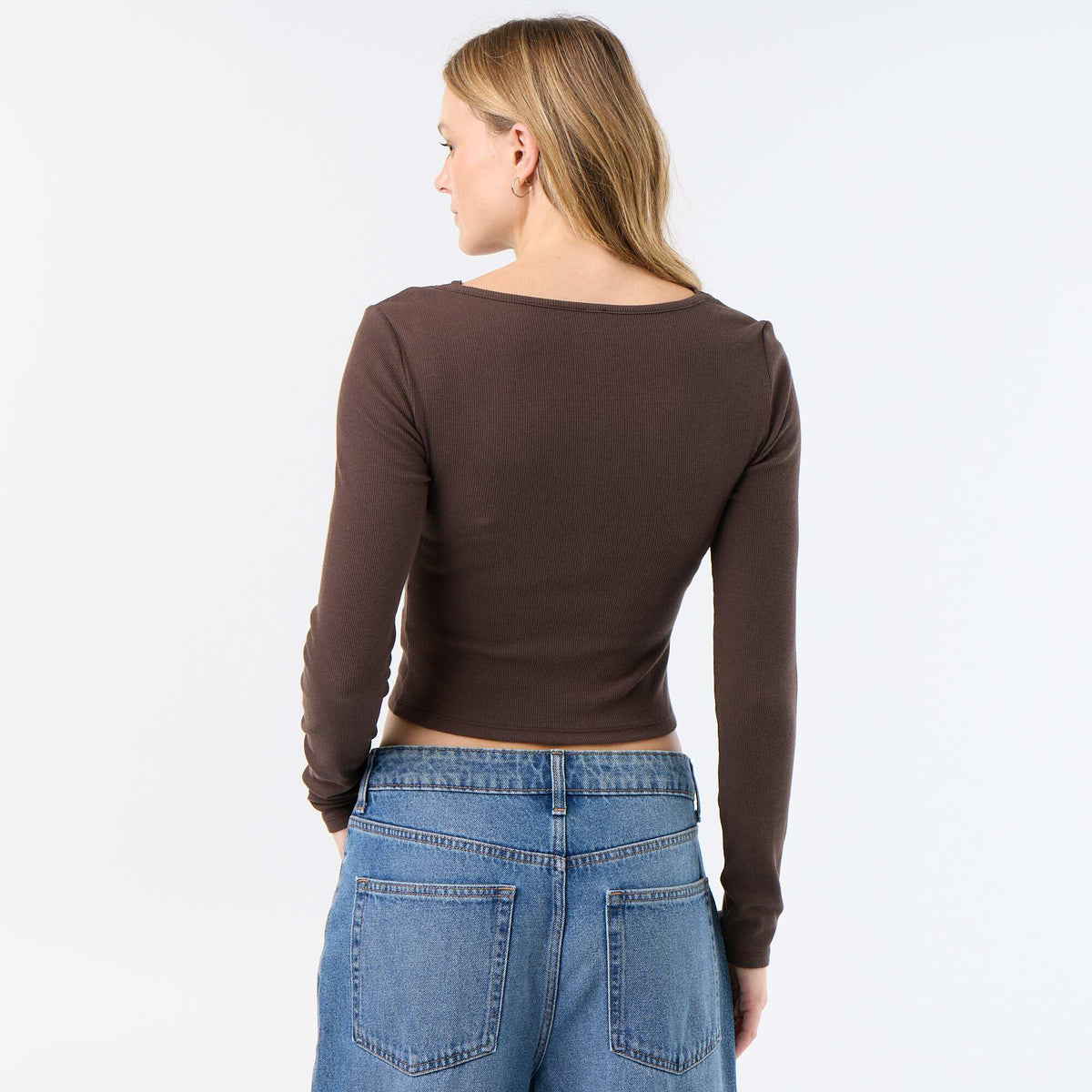 T-shirt débardeur 2-en-1 avec col dentelle MARRON