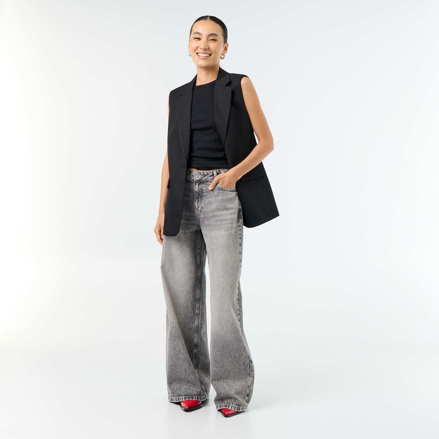 Jean wide leg / coupe large à motif GRIS