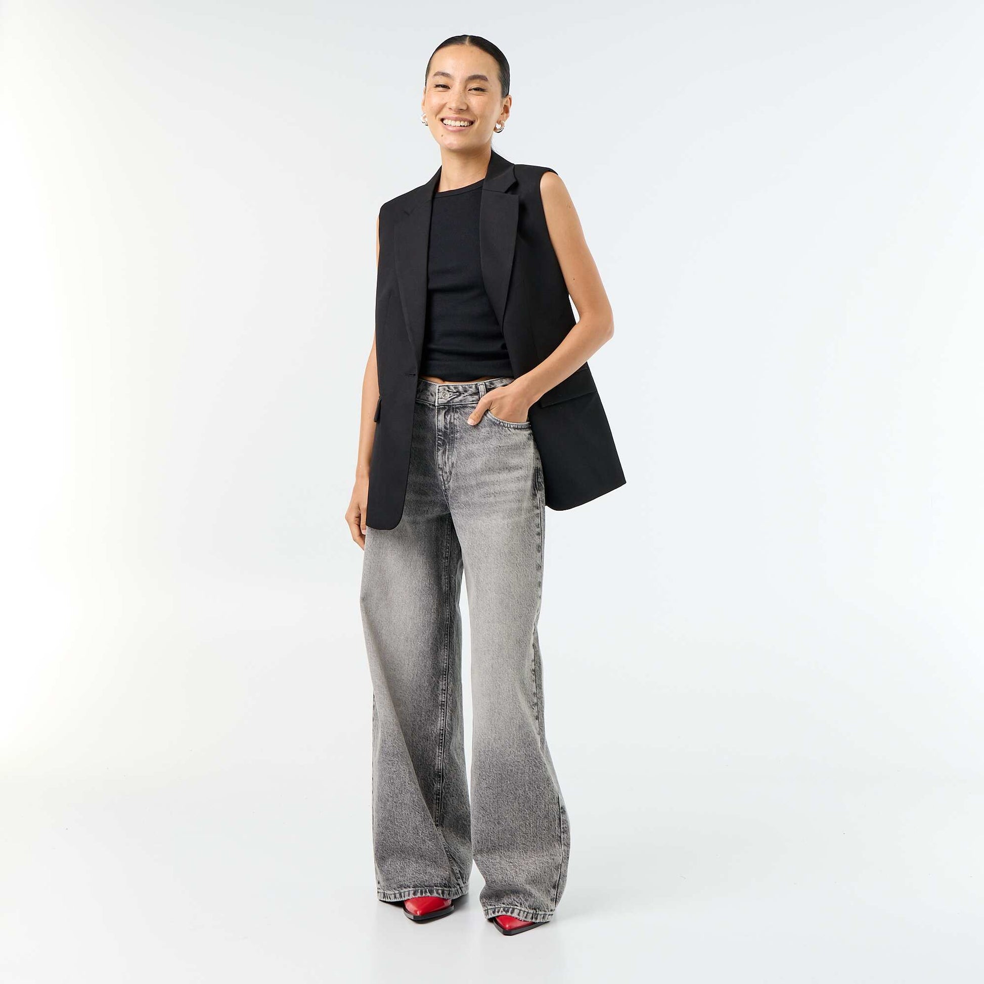 Jean wide leg / coupe large à motif GRIS