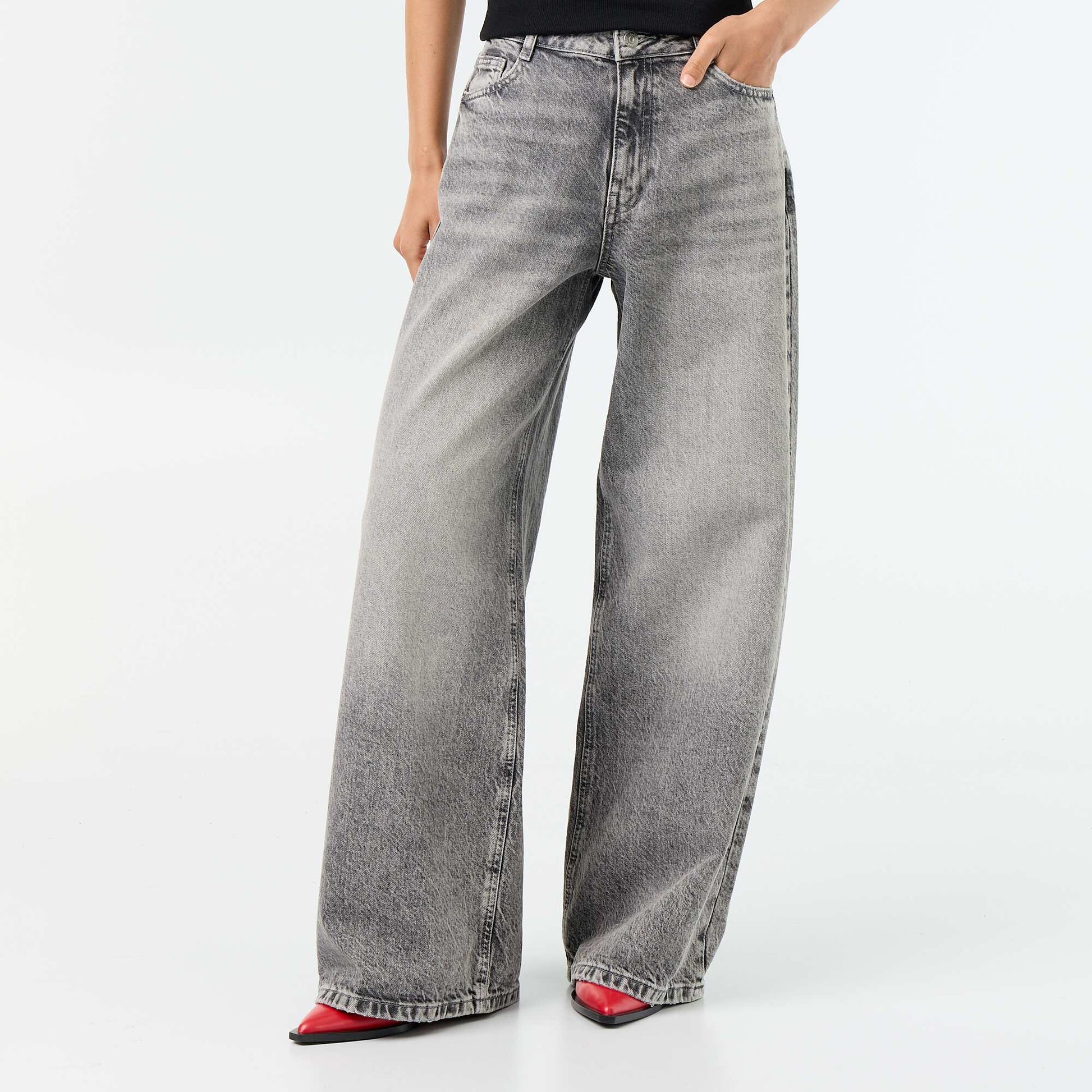 Jean wide leg / coupe large à motif GRIS