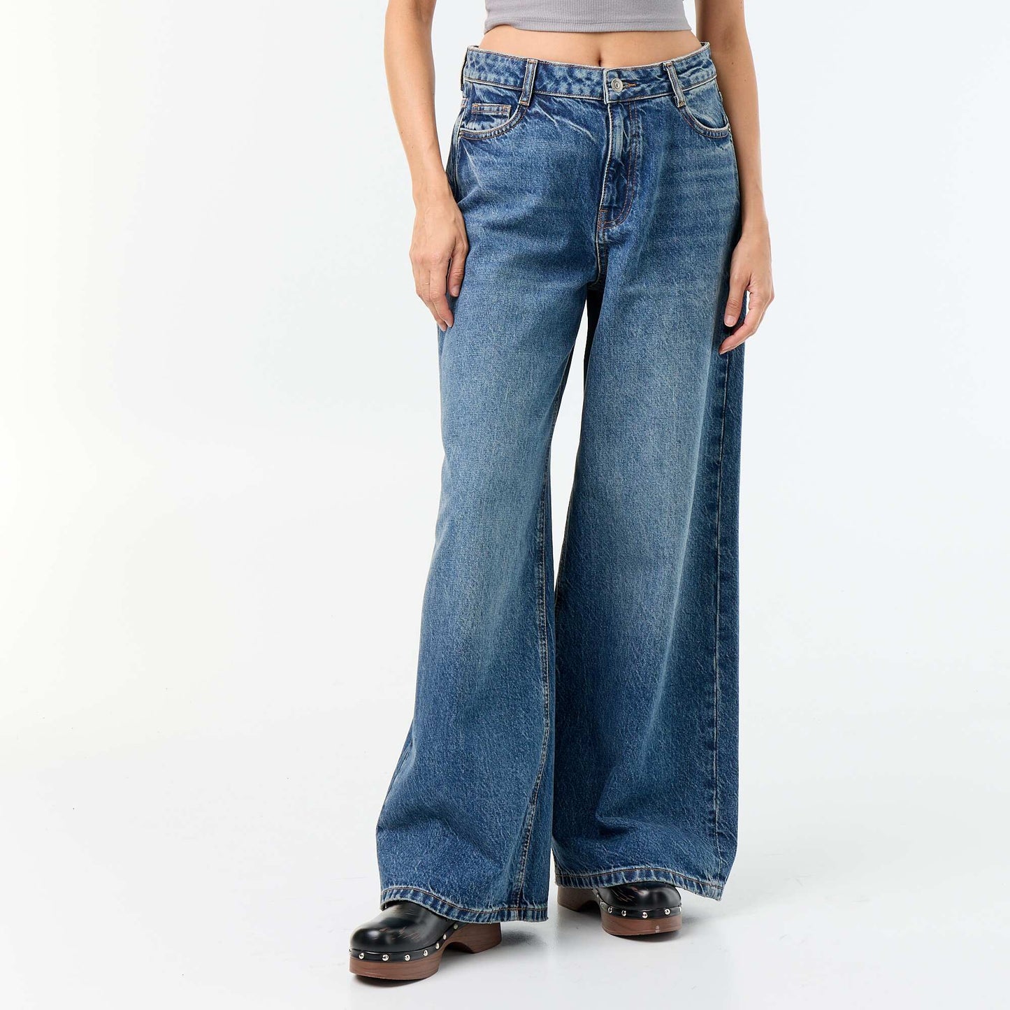 Jean wide leg / coupe large à motif BLEU