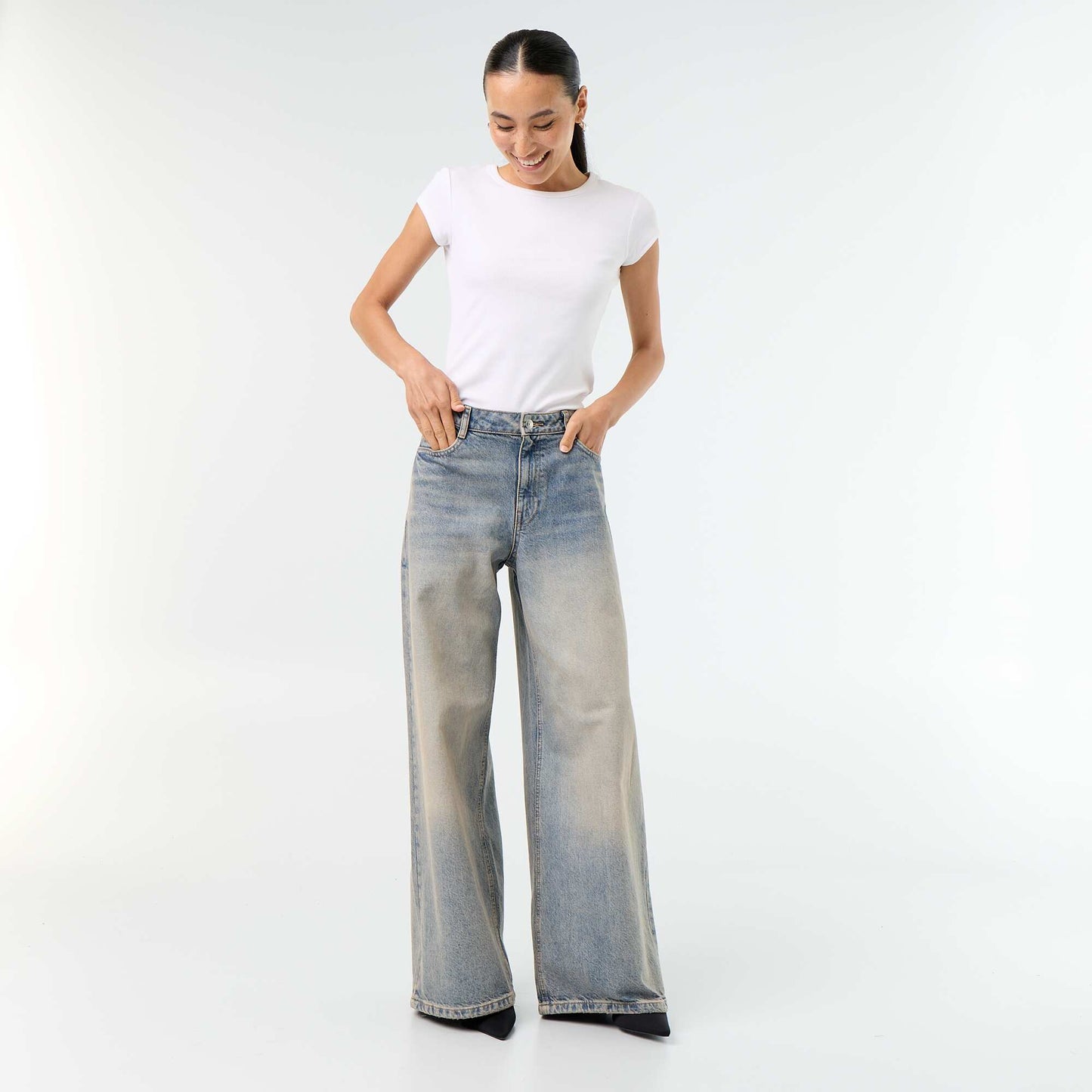 Jean wide leg / coupe large à motif BLEU