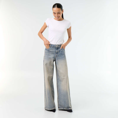 Jean wide leg / coupe large à motif BLEU