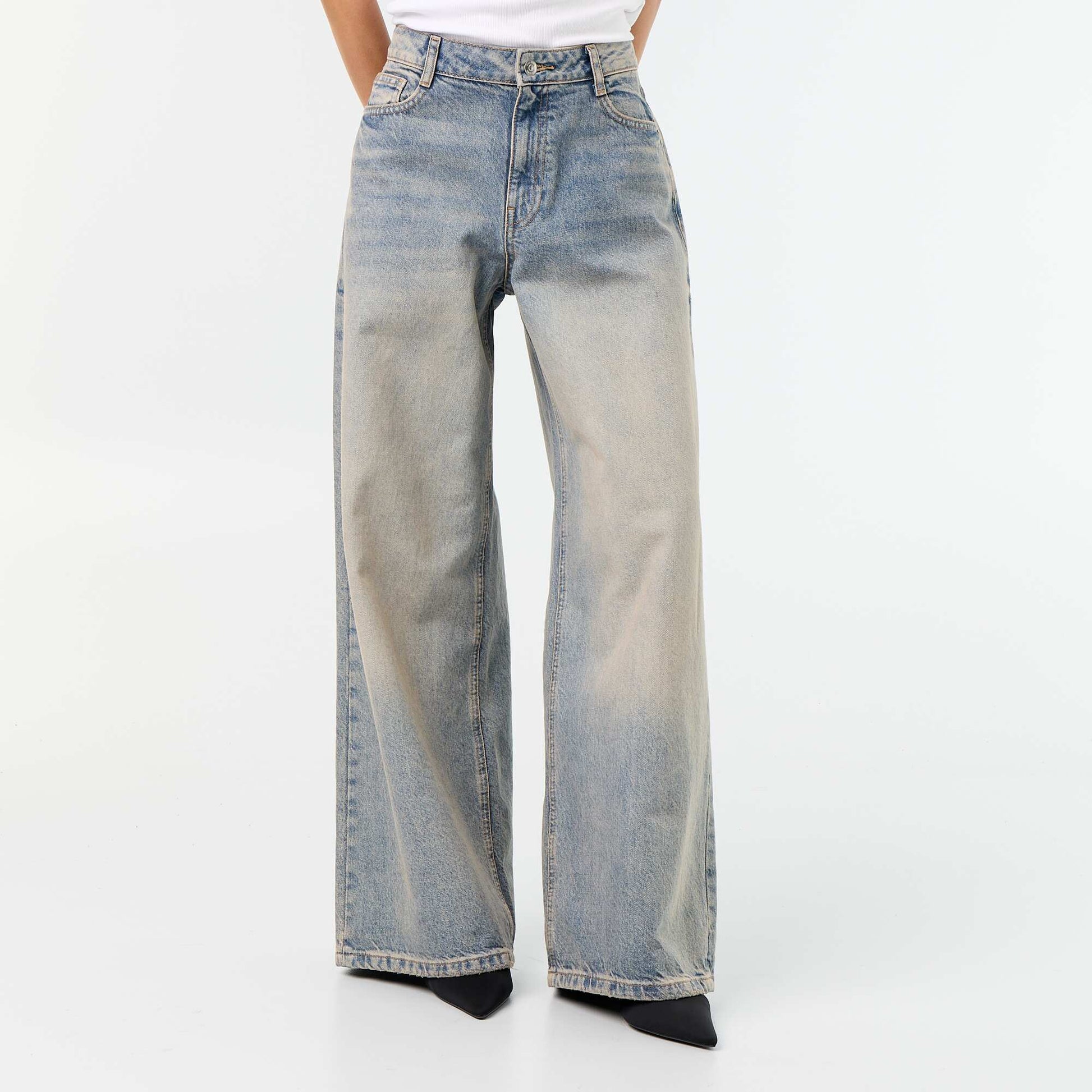Jean wide leg / coupe large à motif BLEU