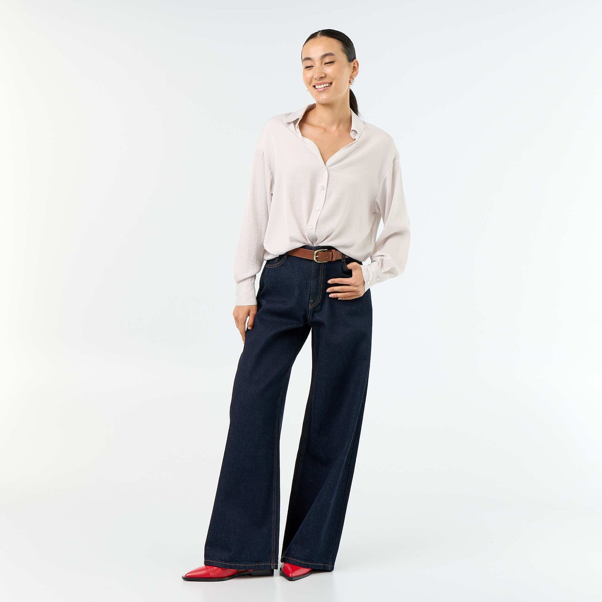 Jean wide leg / coupe large à motif BLEU