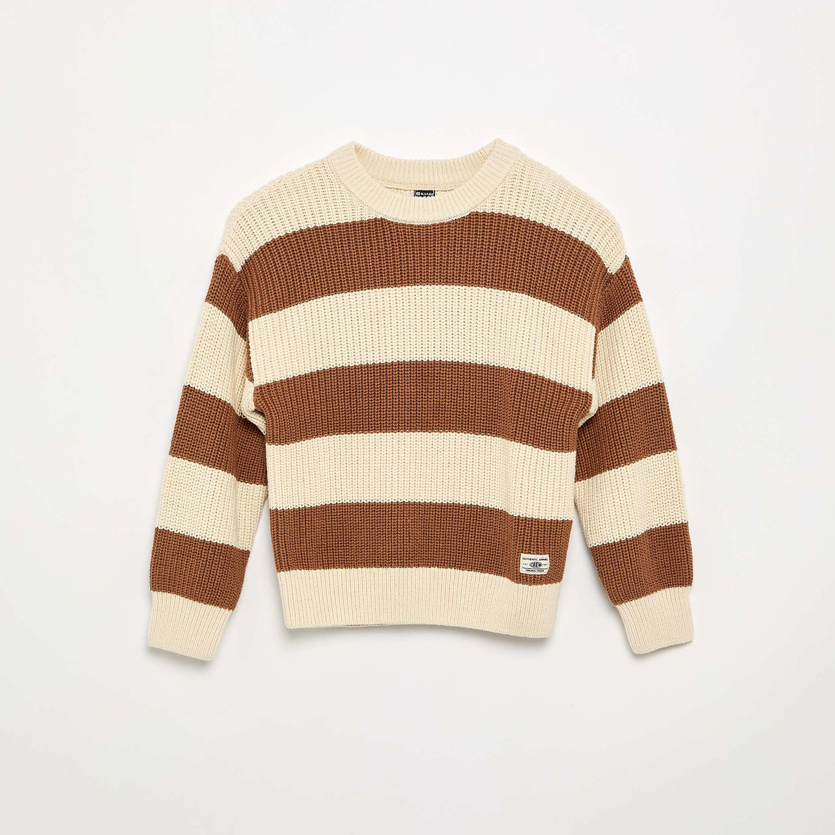 Pull à manches longues et rayures MARRON