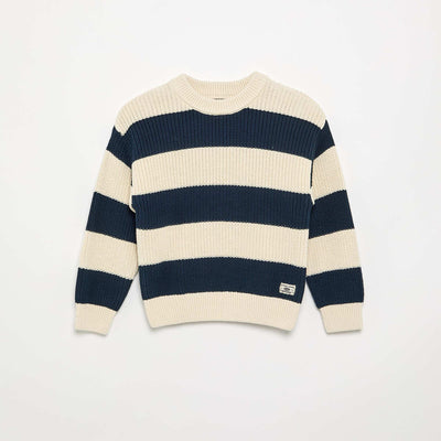 Pull à manches longues et rayures BLEU