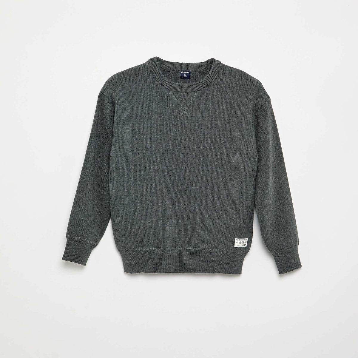 Pull col rond à manches longues uni BLEU
