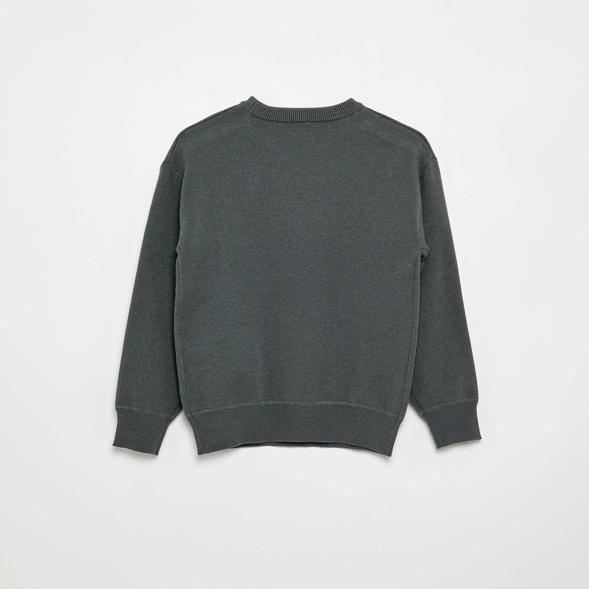 Pull col rond à manches longues uni BLEU