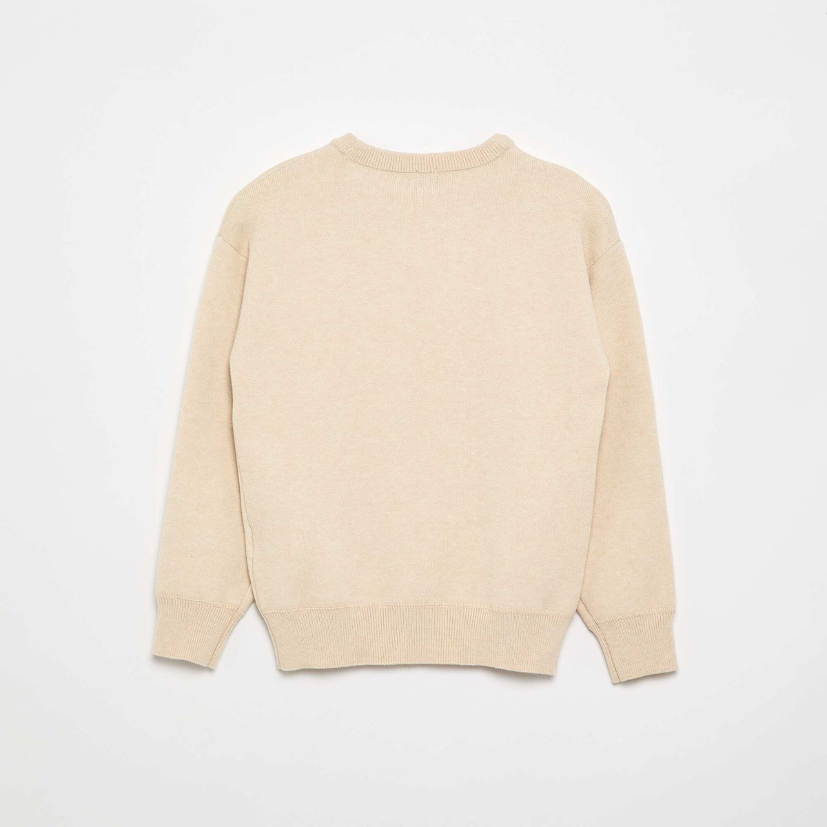 Pull col rond à manches longues uni BEIGE