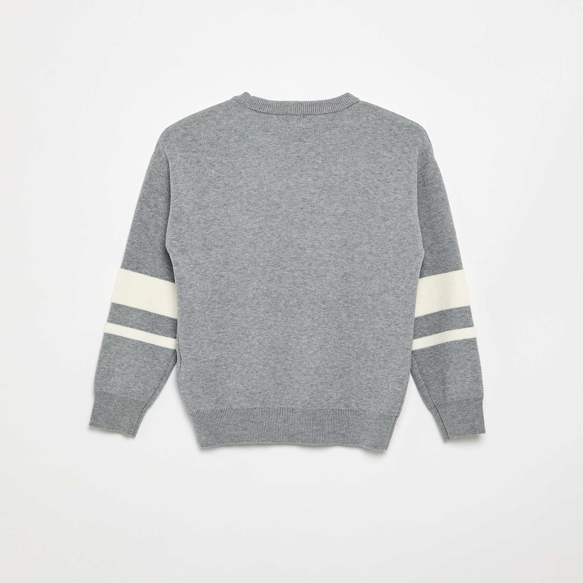 Pull en maille fine jauge col rond GRIS