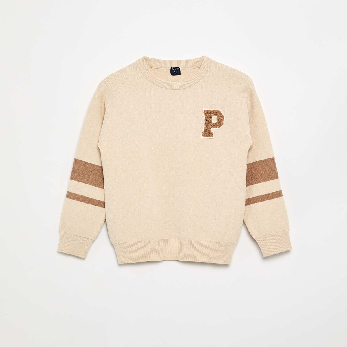 Pull en maille fine jauge col rond BEIGE