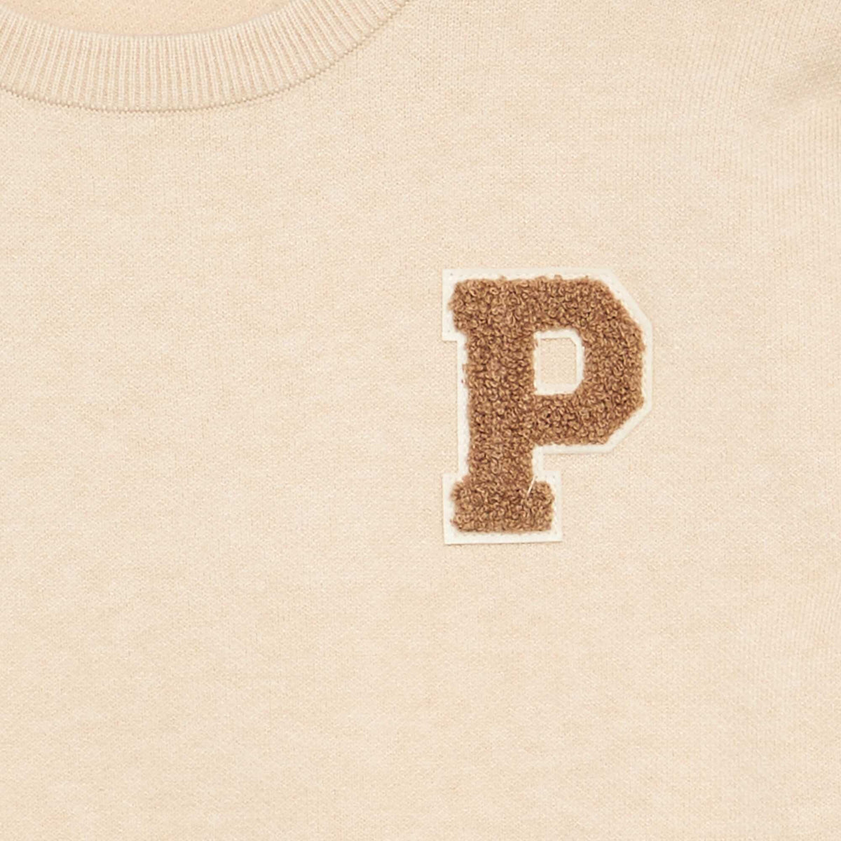 Pull en maille fine jauge col rond BEIGE