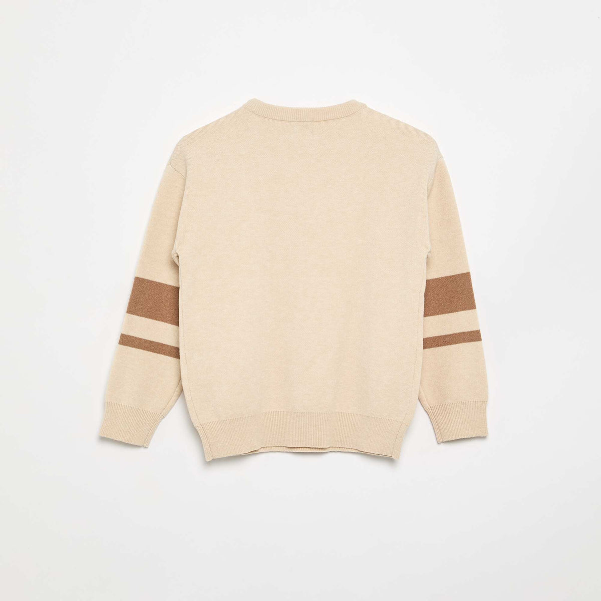 Pull en maille fine jauge col rond BEIGE