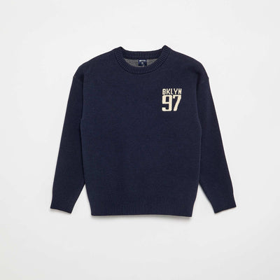 Pull imprimé à manches longues BLEU