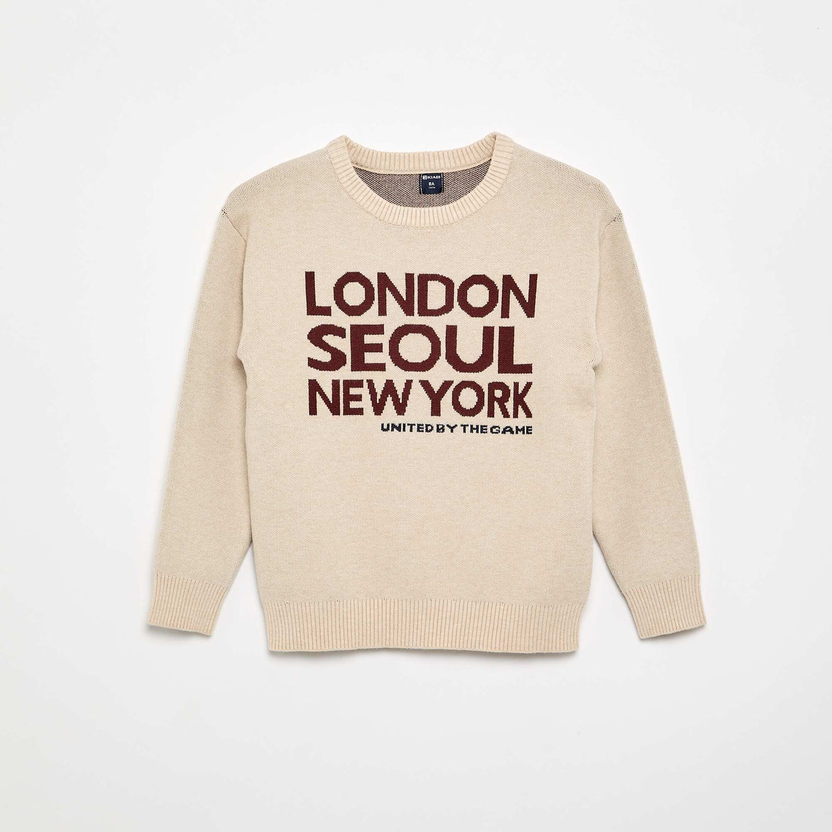 Pull imprimé à manches longues BEIGE