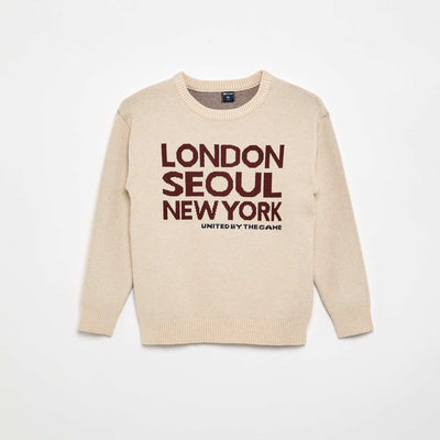 Pull imprimé à manches longues BEIGE