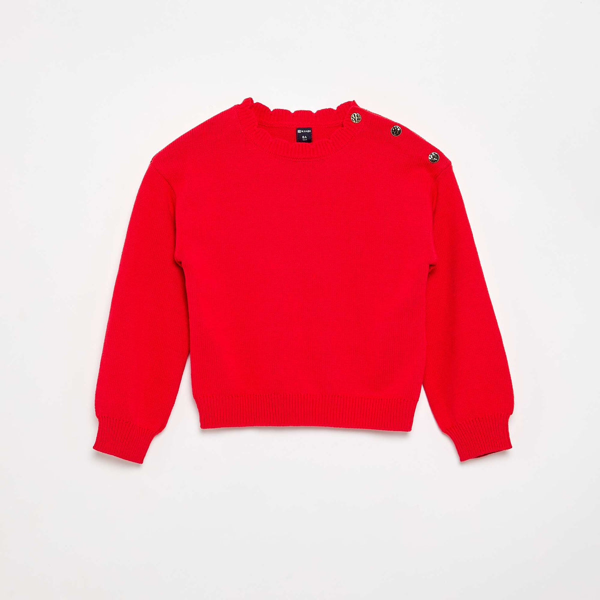 Pull avec ouverture boutonnée épaule ROUGE
