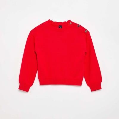 Pull avec ouverture boutonnée épaule ROUGE