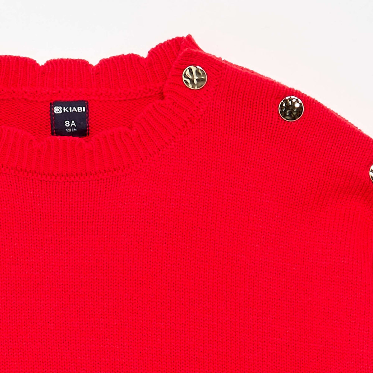 Pull avec ouverture boutonnée épaule ROUGE
