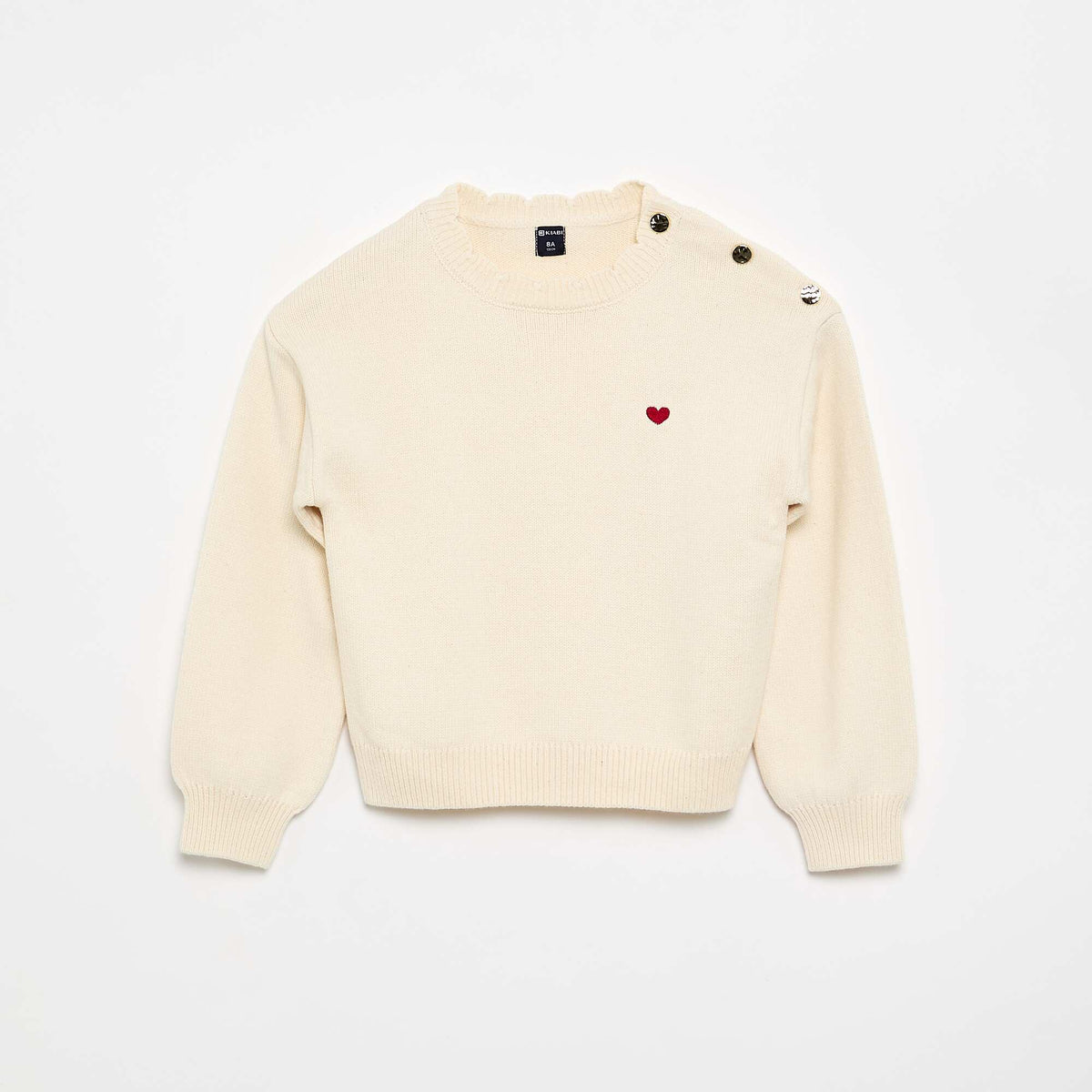Pull avec ouverture boutonnée épaule BLANC