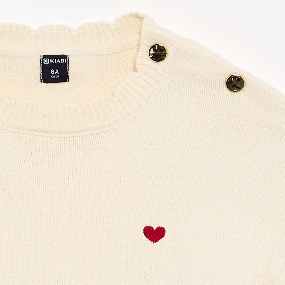 Pull avec ouverture boutonnée épaule BLANC