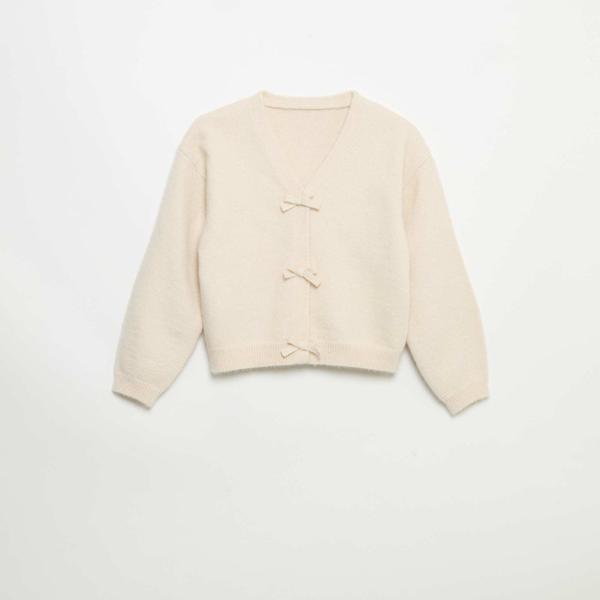 Pull en maille avec ouverture par nœuds BLANC